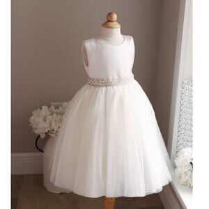 Ivory Flower Girl Dress Tulle Matte Satin Boutique Special Occasion Size 2/3 NWT